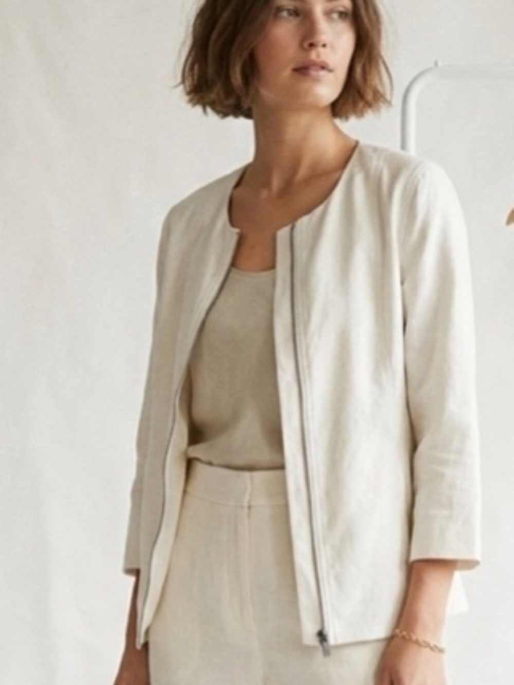 Eileen Fisher Cream Ramie Cotton Jacket